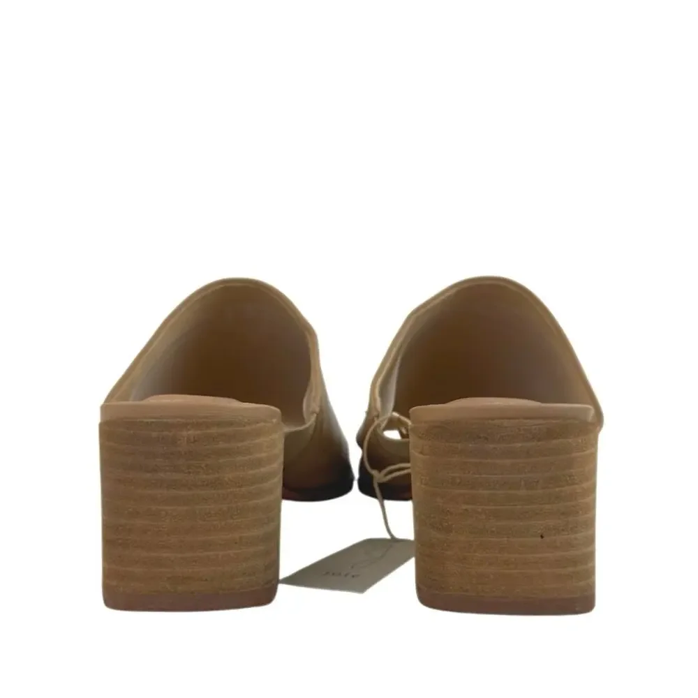NEW Joie Olympia Tan Beige Block Heel Open Toe Slip On Slide Mule Sandals Sz 10